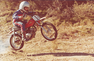 Darren Roberts on Honda 80cc riding track on Terminal Island, Los Angeles, CA.